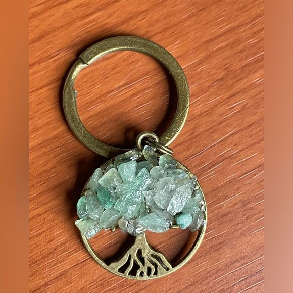 Tree of Life Natural Green Jade (Jadeite Jade) Crystal Keychain - Picture 5 of 16